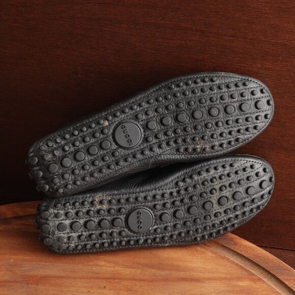 Gucci Loafers Womens SZ EU 34.5 US 4.5 BLK Leather Driving Slip On Horsebit Flat - Picture 8 of 16